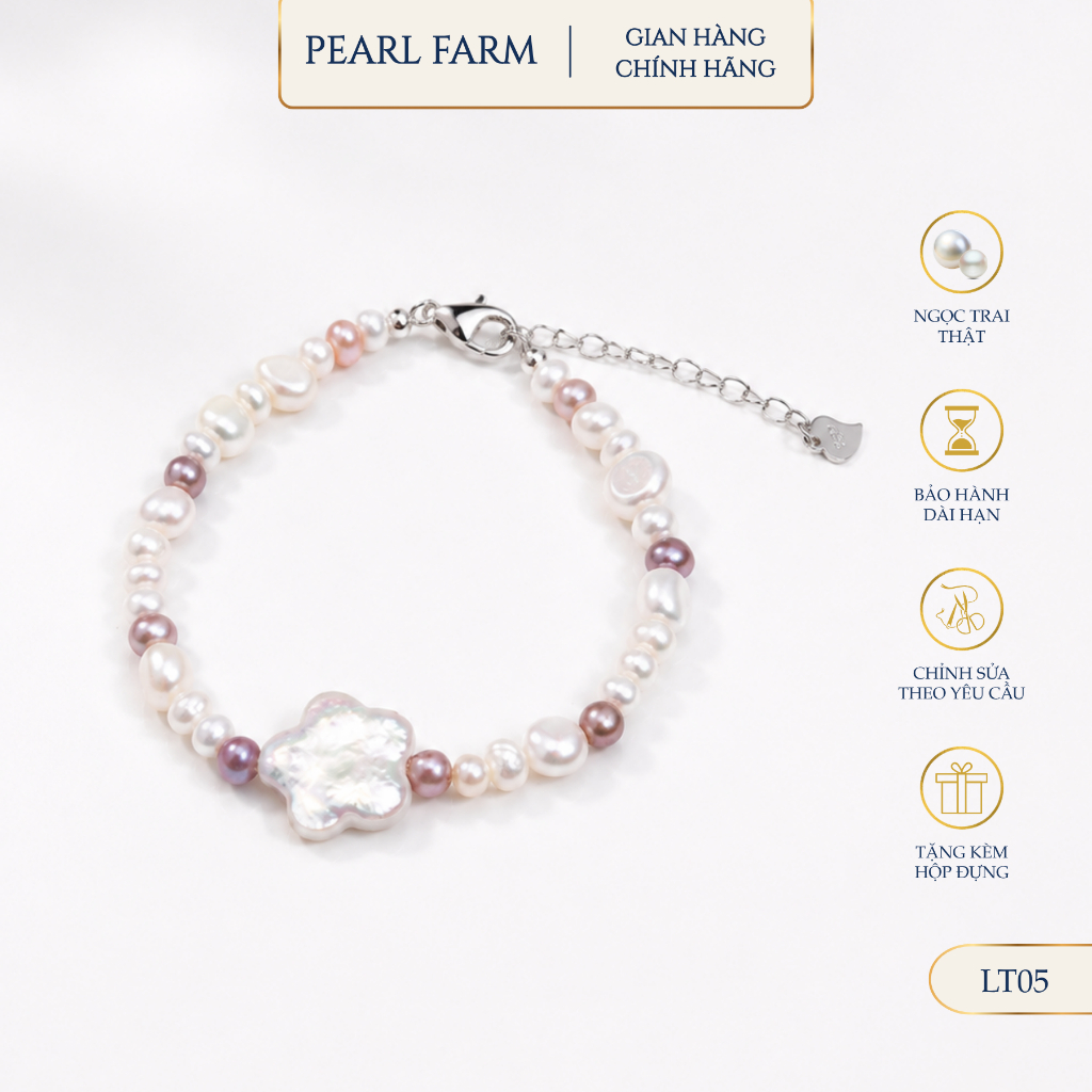 Lắc Tay Ngọc Trai Dị Tím Mix Bông Hoa Viên Chủ Pearl Farm
