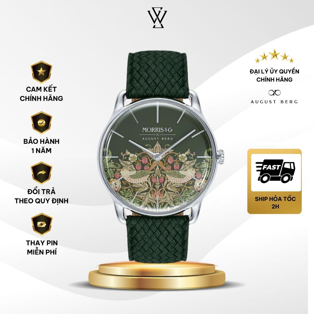 Đồng Hồ Unisex Chính Hãng August Berg M1ST0538E19VGN7 Kính Saphire Size 38mm Dây Perlon