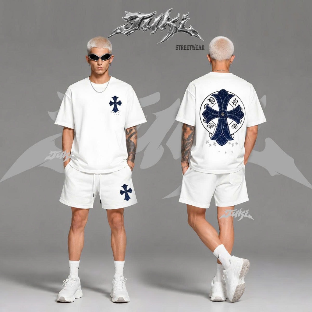 Set Bộ Local Brand TUKI Chrome Sapphire Cross Unisex 100% Cotton