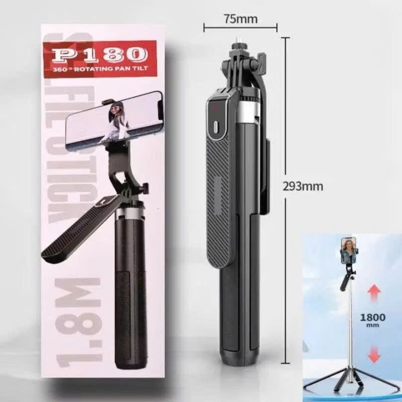 Gậy chụp hình 4 chân Selfie Tripod P180 quay Video Livestream Chụp Hình xoay 360 độ Cao 1,8m