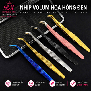 (BAO TEST) Nhíp volume gắp mi hoa hồng đen Pakistan mũi nhám nano_nhíp tạo fan mi _gắp mi 3D_20D_nhíp nối mi cao cấp