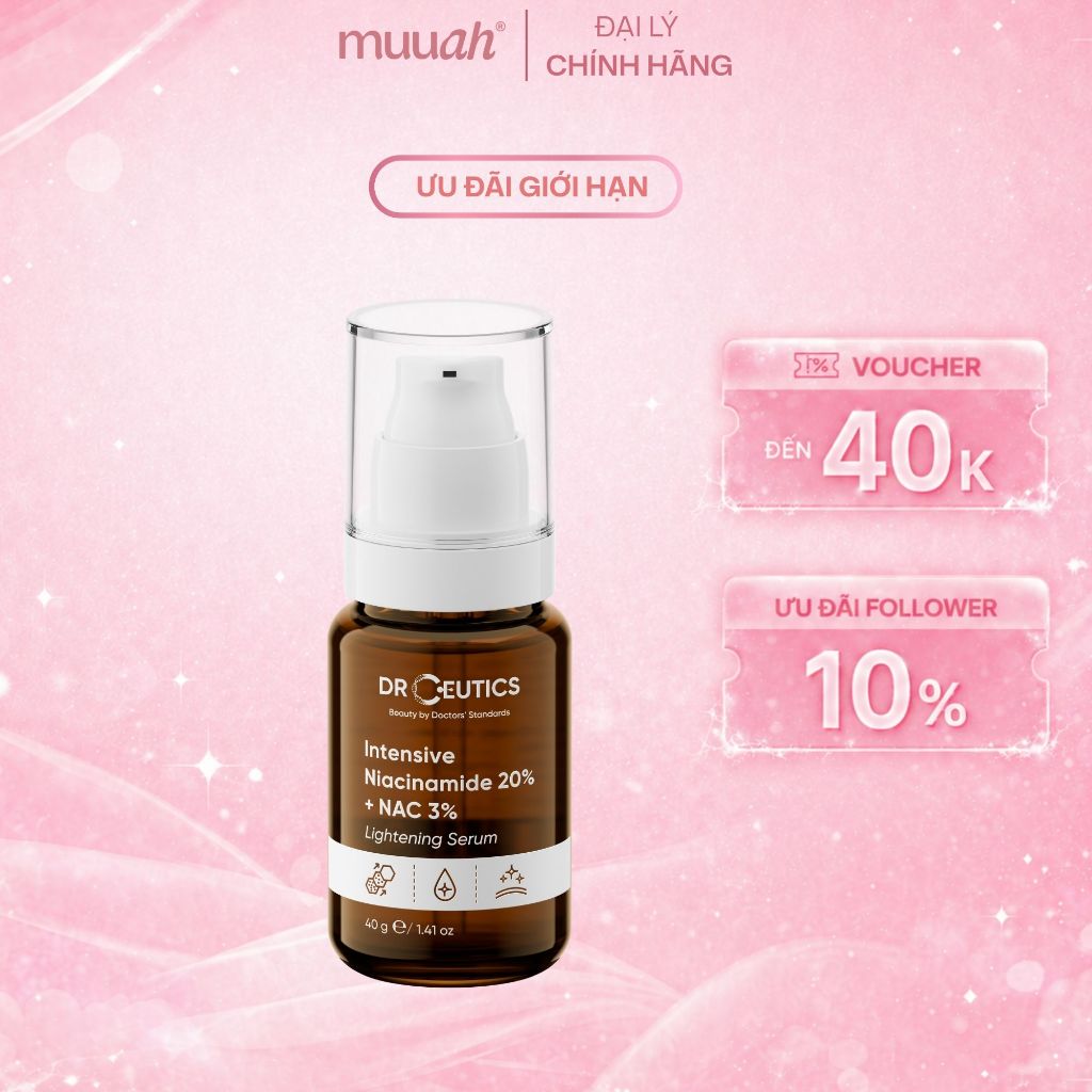 Tinh Chất Làm Sáng Da Mờ Thâm Niacinamide 20% + NAC 3% - DrCeutics Intensive Lightening Serum 40g