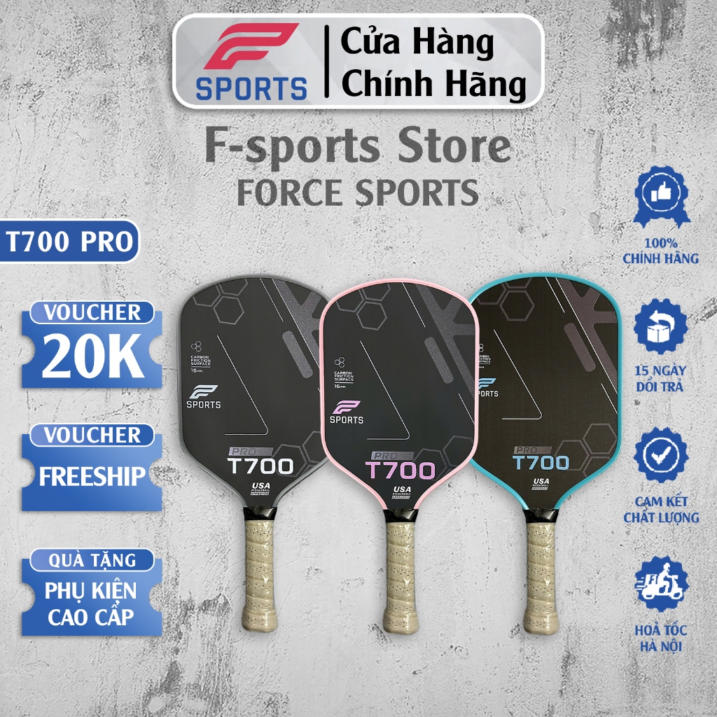 (HOẢ TỐC HN) Vợt Pickleball T700 Pro F-Sports – Carbon T700 Nhám Cao Cấp – Tăng Độ Chính Xác, Chính 