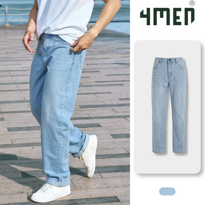 Quần Jean 4MEN Trang Trí Túi Form Straight QJ125 Thanh Lịch, Phong Cách Trẻ Trung, Hiện Đại