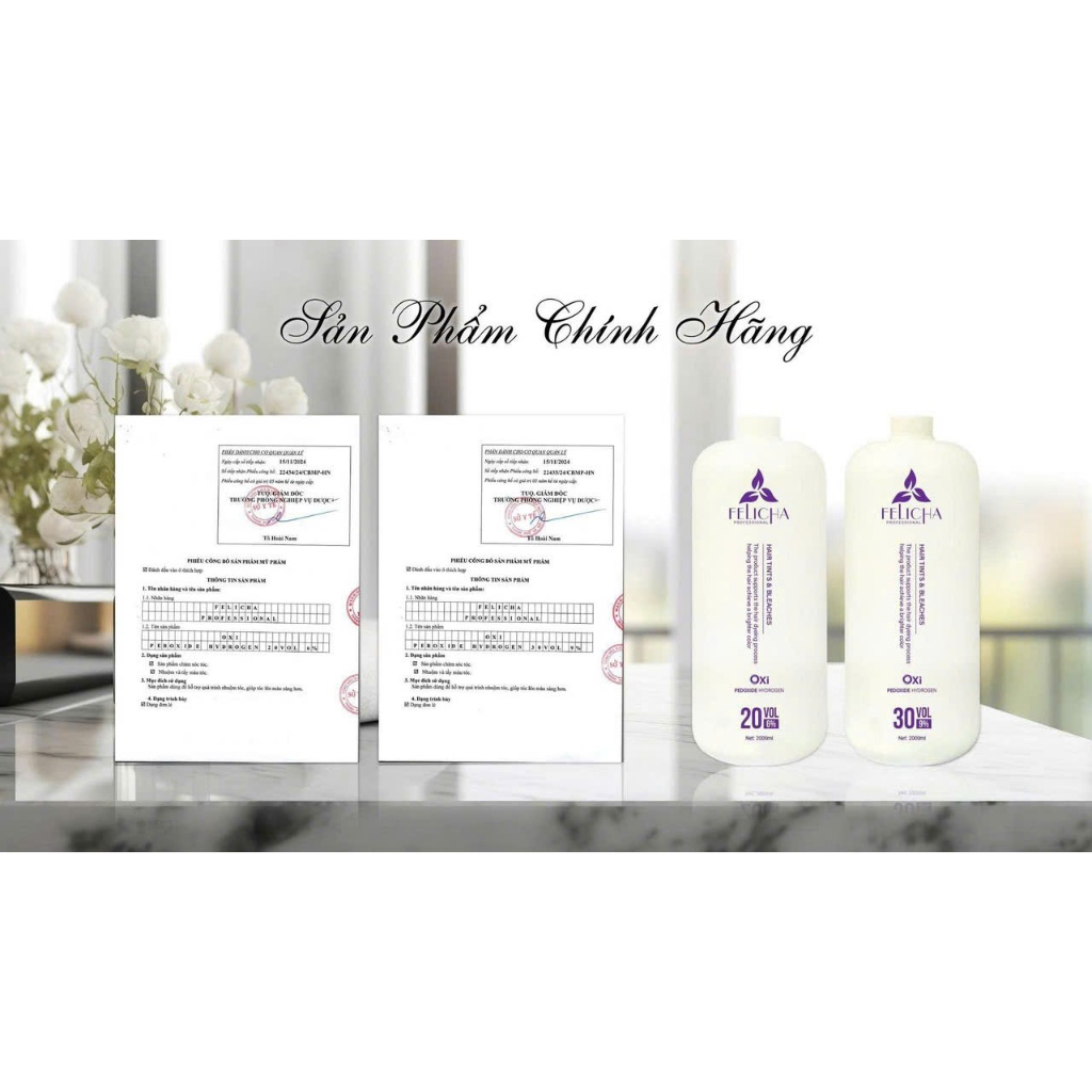 Trợ nhuộm oxy Feicha 2000ml mùi thơm,không rát da đầu chất kem đặc tiết kiệm cho salon