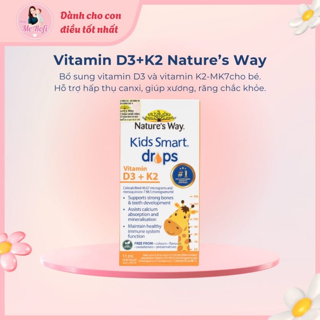 Vitamin D3K2 Nature's Way bổ sung D3, K2-MK7 cho bé 11ml - Mẹ Rofi