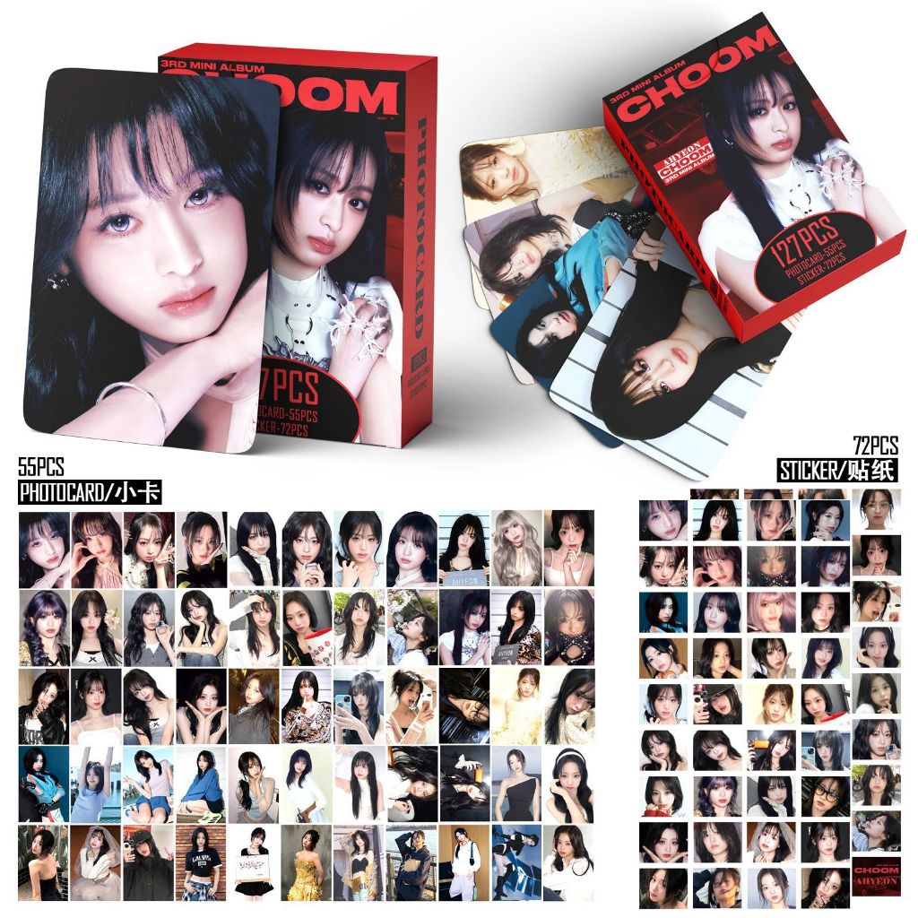 Set 55 lomo card và 72 sticker BABYMONSTER - AHYEON cá tính 2026