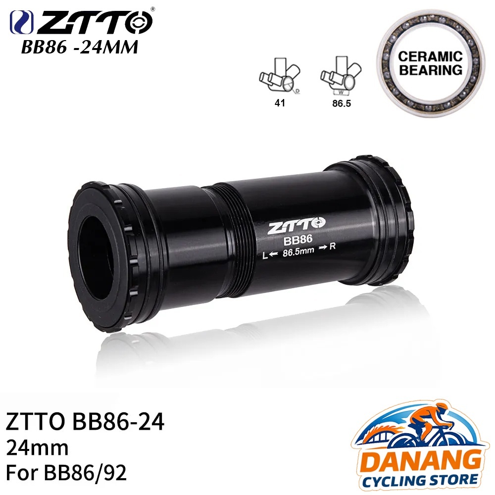 Trục Giữa BB Cốt Rỗng Xe Đạp ZiTTO BB86 Cho Cốt 24mm – Bi Ceramic, Kiểu Ép Vặn