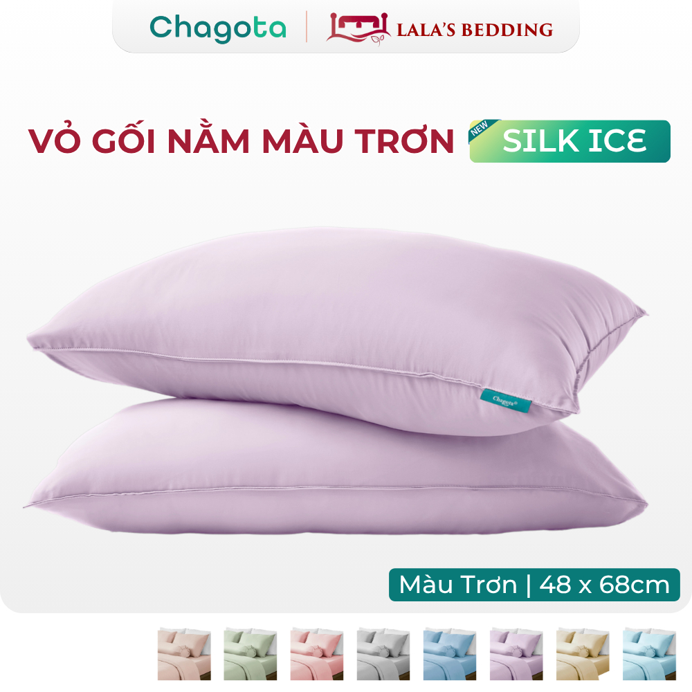 [Chagota x Lala's] Vỏ gối nằm Lụa Silk Ice mát lạnh Chagota Bedding 48x68 cm cao cấp thoáng khí khán