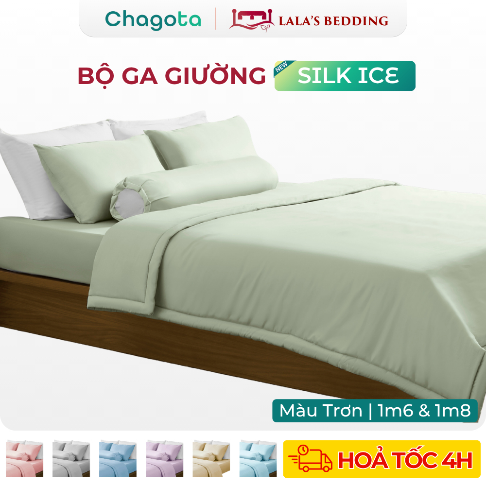 [HOẢ TỐC] [Chagota x Lala's] Bộ Chăn Ga Gối Lụa Silk Ice Size 1m6x2m & 1m8x2m Mát Lạnh Chagota Beddi