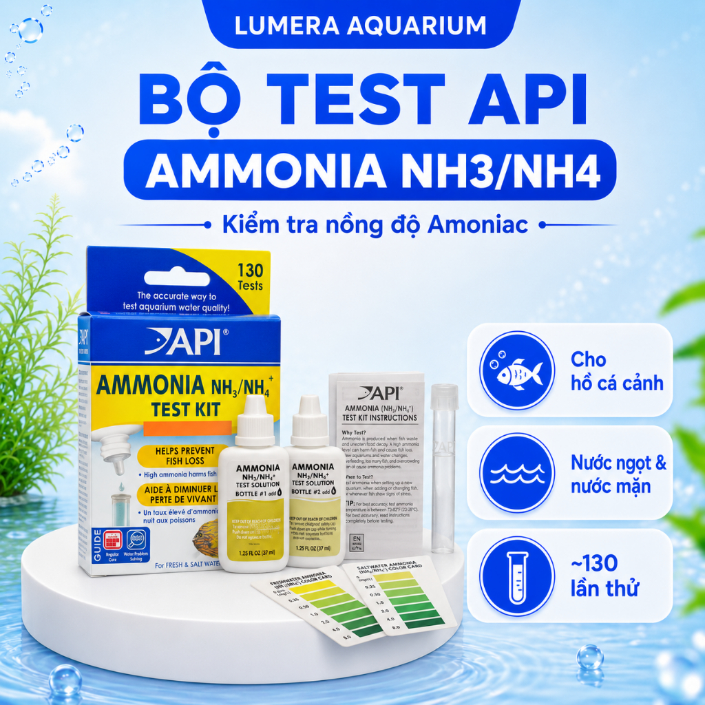 [Lumera Aquarium] API Ammonia Test Kit NH3 / NH4, Bộ Kiểm Tra Nồng Độ Amoniac Trong Nước Hồ Cá