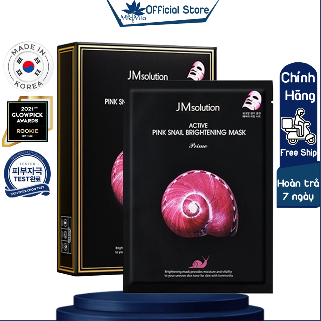 Mặt Nạ JM SOLUTION Ốc Sên Hồng [MIẾNG LẺ] JM solution Active Pink Snail Brightening Mask Tăng Đàn Hồ