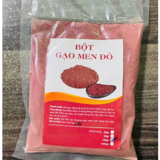 Bột gạo men đỏ 100g- Bột gạo men đỏ làm vỏ bánh trung thu