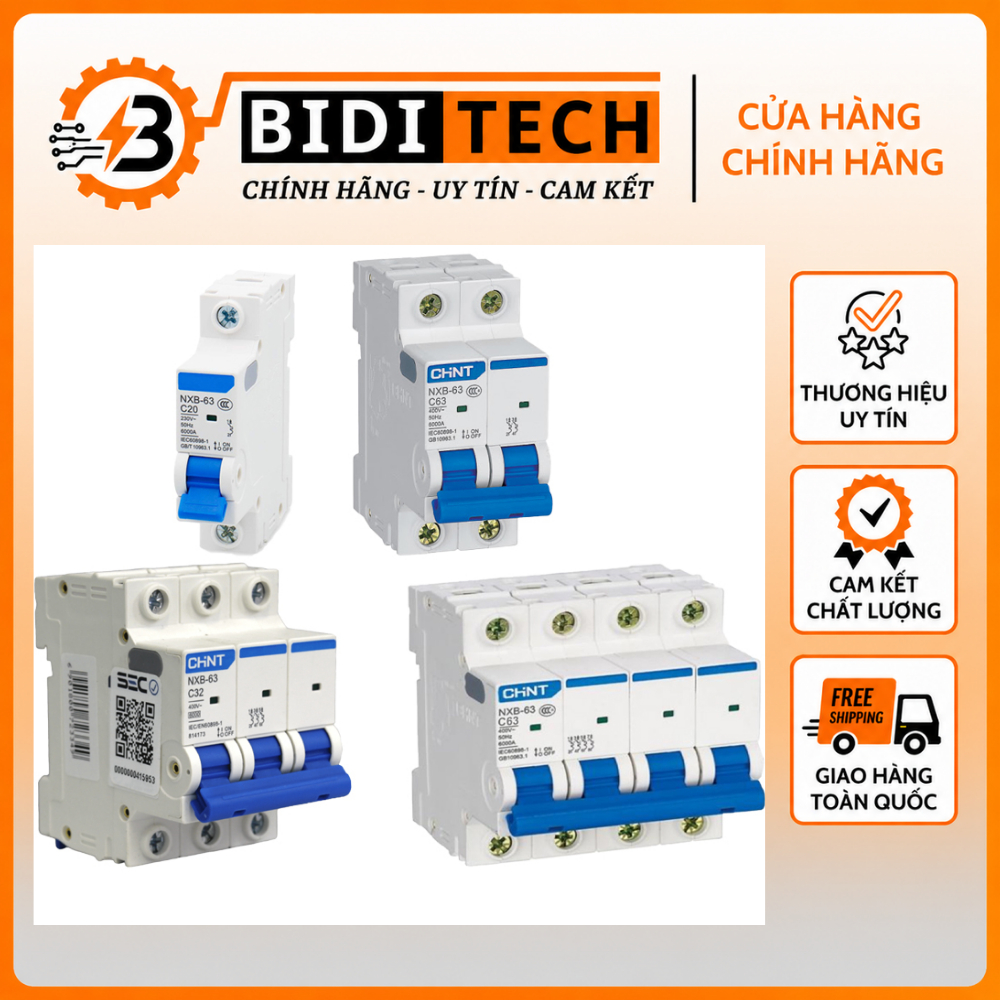 [ Chính Hãng ] Aptomat MCB CHINT NXB63  2P C16A~C63A - Aptomat tép CHINT các loại