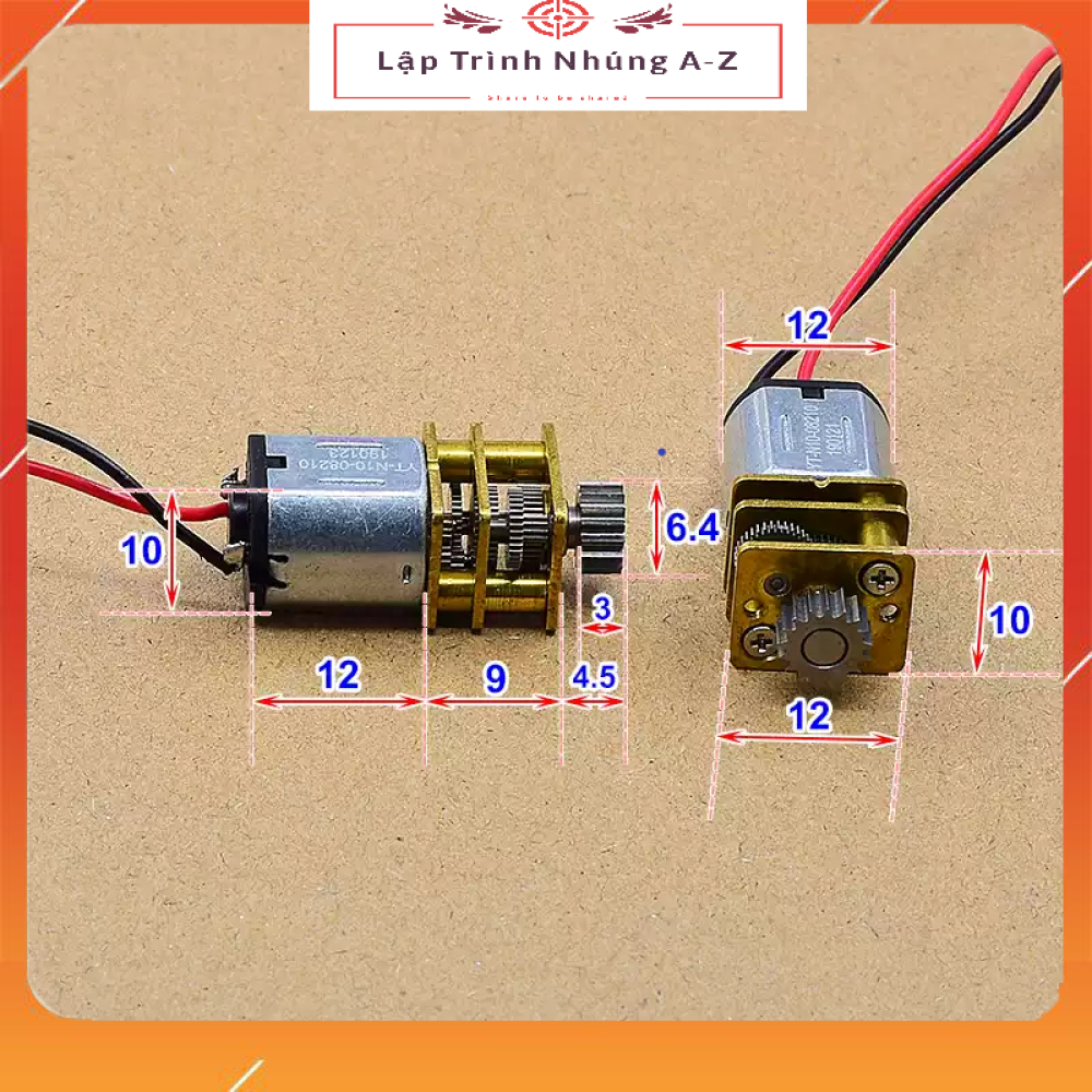 [Lập Trình Nhúng A-Z][G192] Động Cơ Giảm Tốc N10 Có Bánh Răng 5V 55 Vòng/Phút