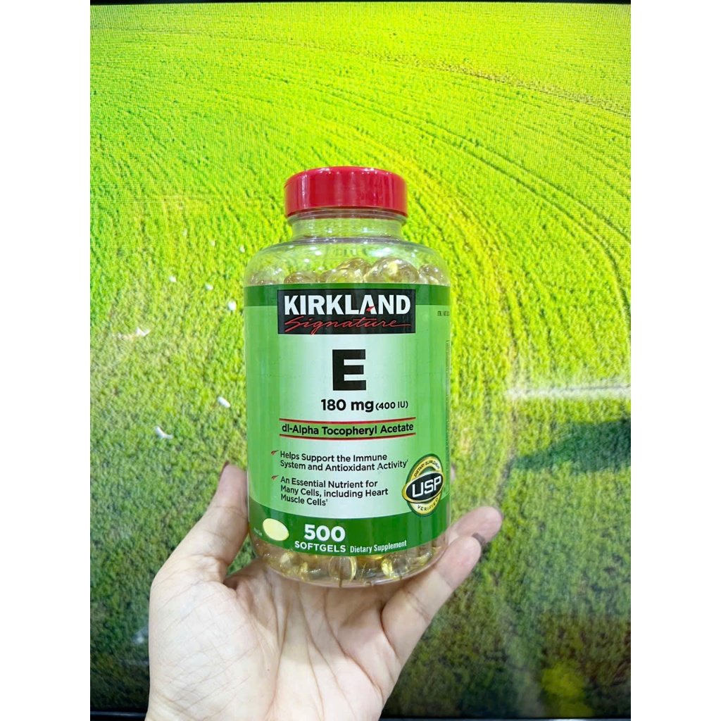 DATE XA VIÊN UỐNG VITAMIN E KIRKLAND 180MG ( 400 IU) 500 VIÊN MỸ
