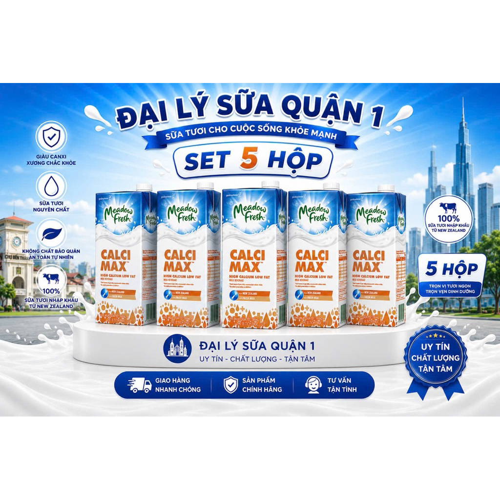 Sữa Meadow Fresh Calci Max 1L ( 5 Hộp )