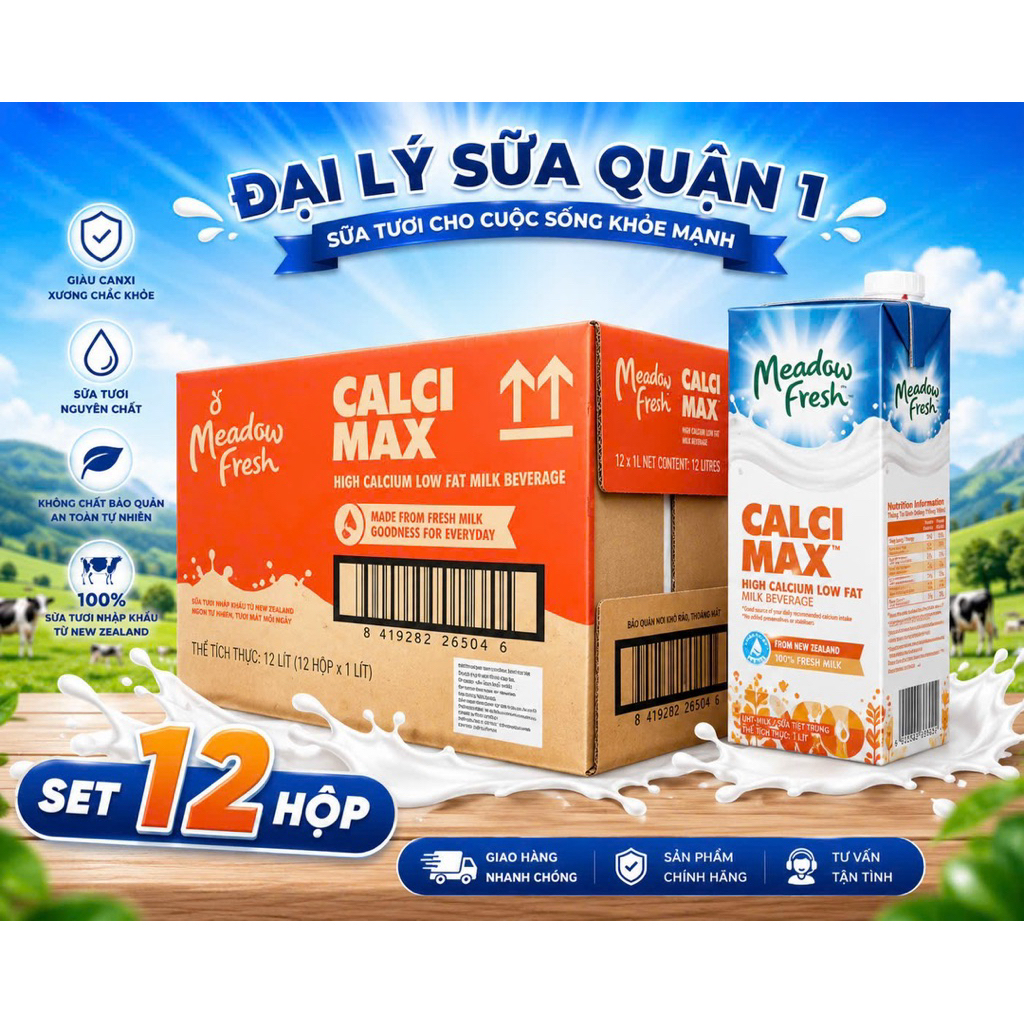 Thùng Sữa Meadow Fresh Calci Max 1L