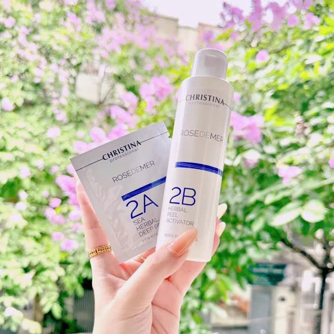 Peel 2A 2B Christina giúp giảm thâm và mụn mặt và body lưng mông (1gói 2A+ 15ml nước 2B) Dùng trong 
