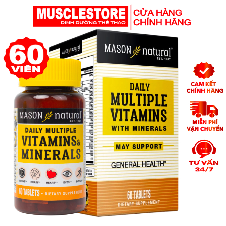 Mason Natural Daily Multiple Vitamins With Minerals (60 Viên), Bổ Sung Vitamin, Tăng Đề Kháng