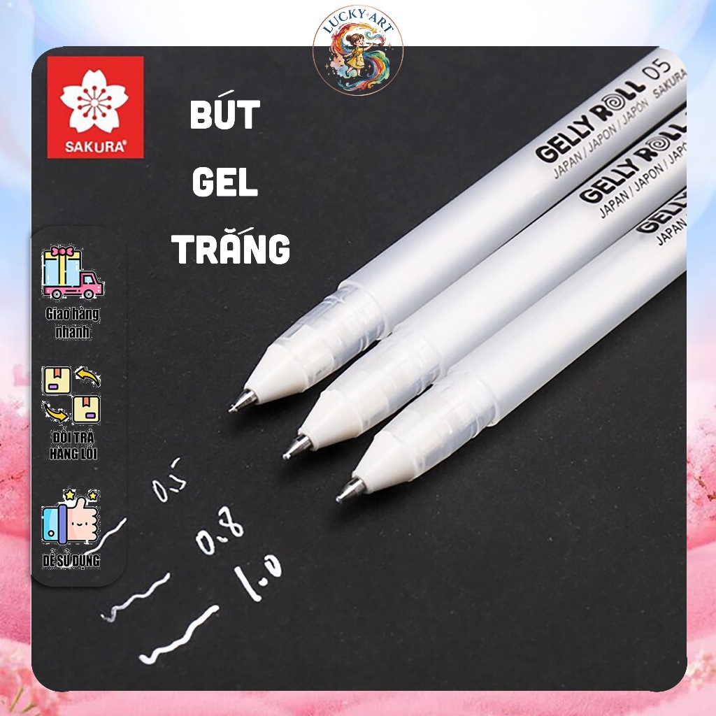 [TC Art Store] BÚT GEL TRẮNG SAKURA ROLL - Bút Line Màu Trắng