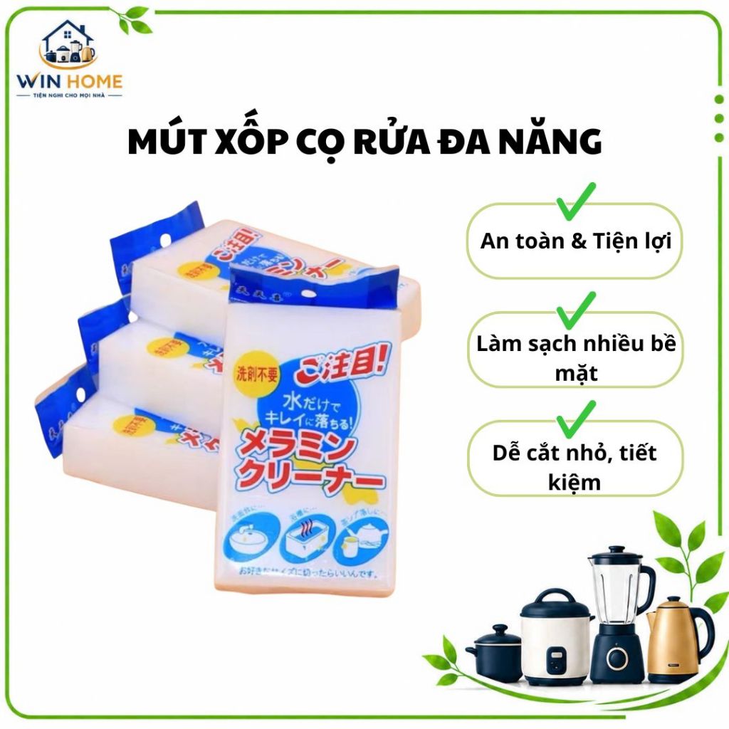 Mút Xốp Cọ Rửa Đa Năng Melamine WIN HOME – Mút Thần Kỳ Làm Sạch Đa Bề Mặt