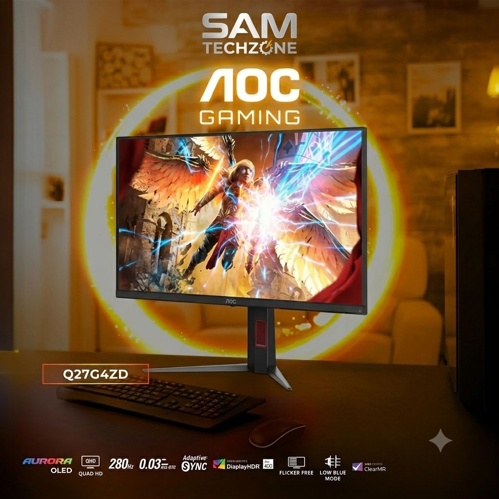 MÀN HÌNH GAMING 2K QD-OLED AOC Q27G4ZD (27' / 2K OLED / 280HZ / 0.03Ms) CHÍNH HÃNG BẢO HÀNH 3 NĂM