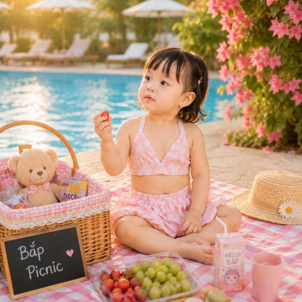 Bộ Đồ Bơi Bé Gái  Hoa Hồng Pastel (1-3 tuổi)