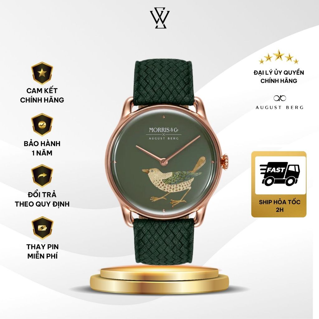 Đồng Hồ Unisex Chính Hãng August Berg M1STB0638A17VGN7 Kính Saphire Size 38mm Dây Perlon