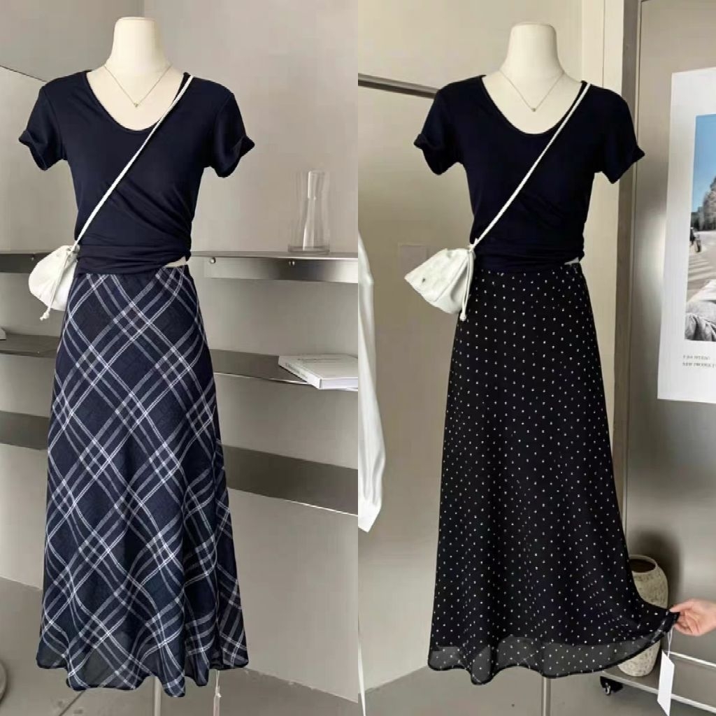 chân váy voan đuôi cá 2 lớp hoạ tiết chấm bi kẻ caro hàng qc phong cách hàn quốc | BigBuy360 - bigbuy360.vn