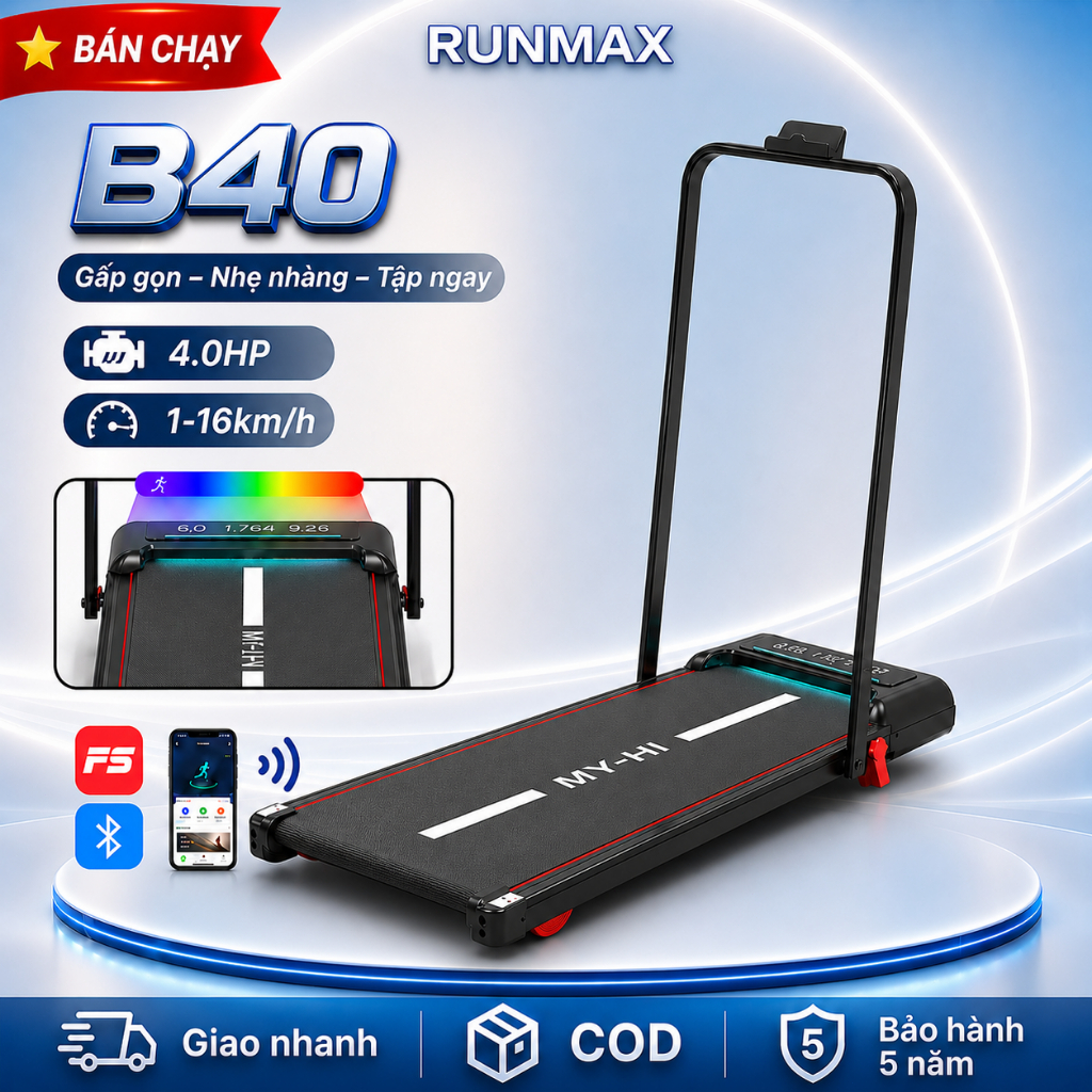 Máy Chạy Bộ Tại Nhà Gấp Gọn Thông Minh,Điều Chỉnh Độ Dốc,Kết Nối Bluetooth,Màn…