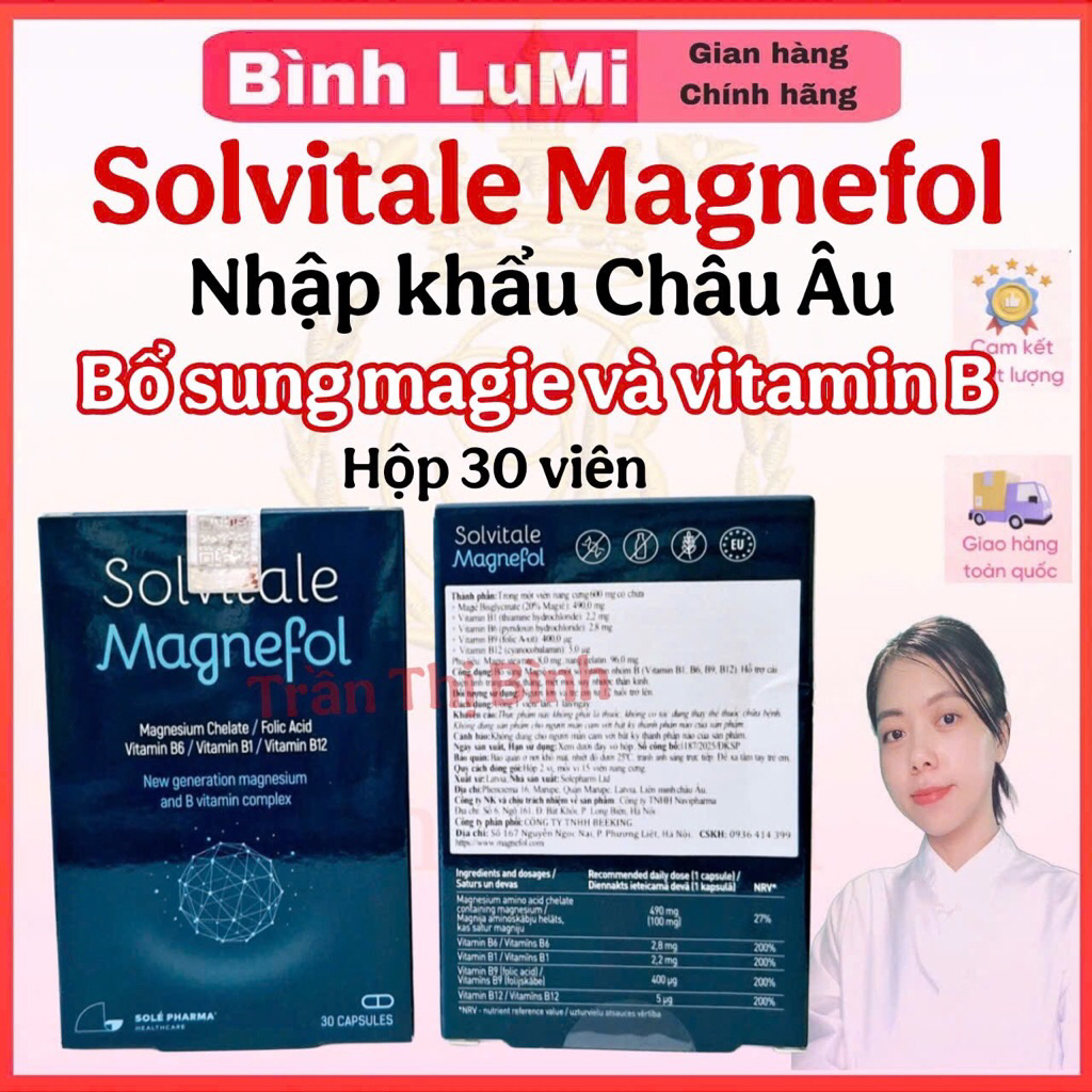 Solvitale Magnefol - magie hữu cơ - magie solvitale nhập khẩu châu Âu hộp 30 viên