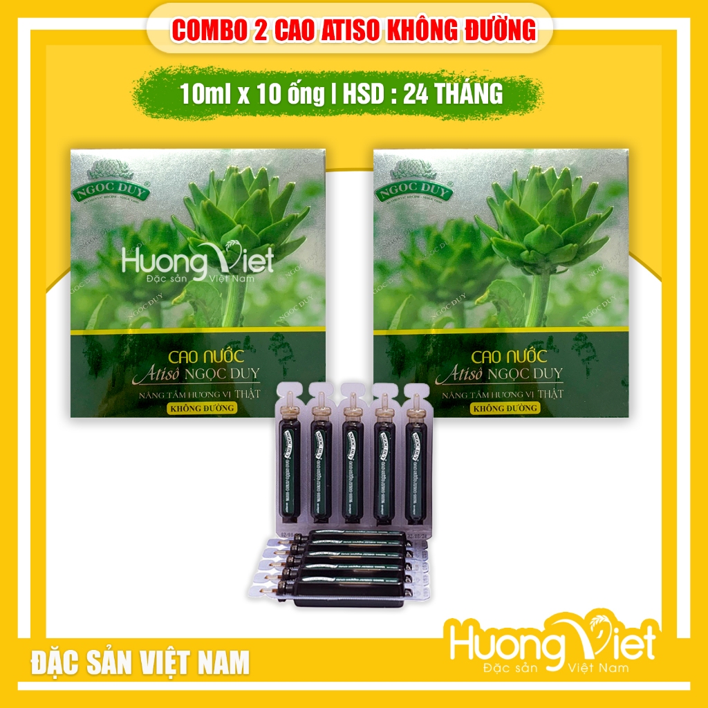 COMBO 2 Cao Actiso không đường Actiso Ngọc Duy cao Atiso Đà Lạt (Hộp 10 ống x 10ml)