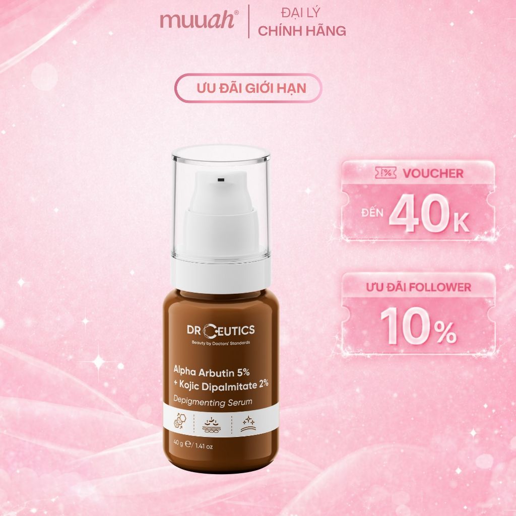 Tinh Chất Alpha Arbutin 5% + Kojic Dipalmitate 2% Giúp Mờ Thâm Nám và Sáng Da - DrCeutics Depigmenti