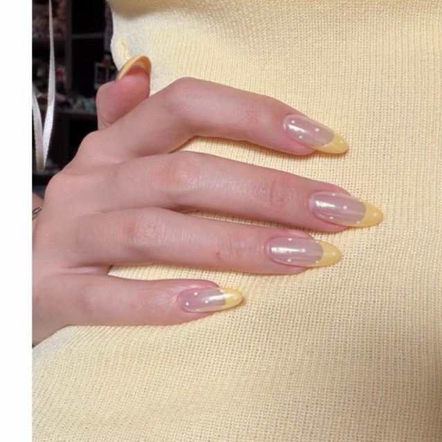BON NAIL - MÓNG UP MÓNG GIẢ NAIL BOX FRENCH VÀNG PASTEL TRÁNG GƯƠNG