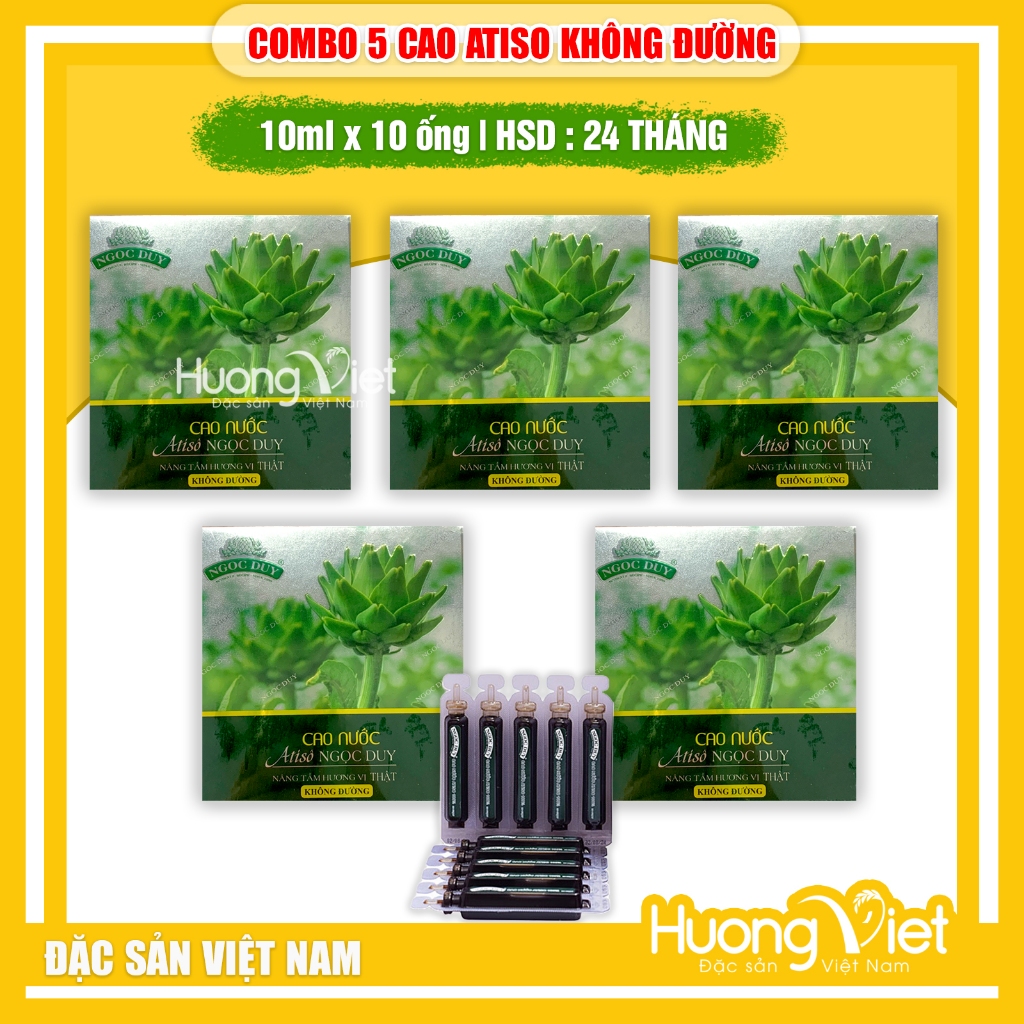 COMBO 5 Cao Actiso không đường Actiso, cao Atiso Đà Lạt (Hộp 10 ống x 10ml)