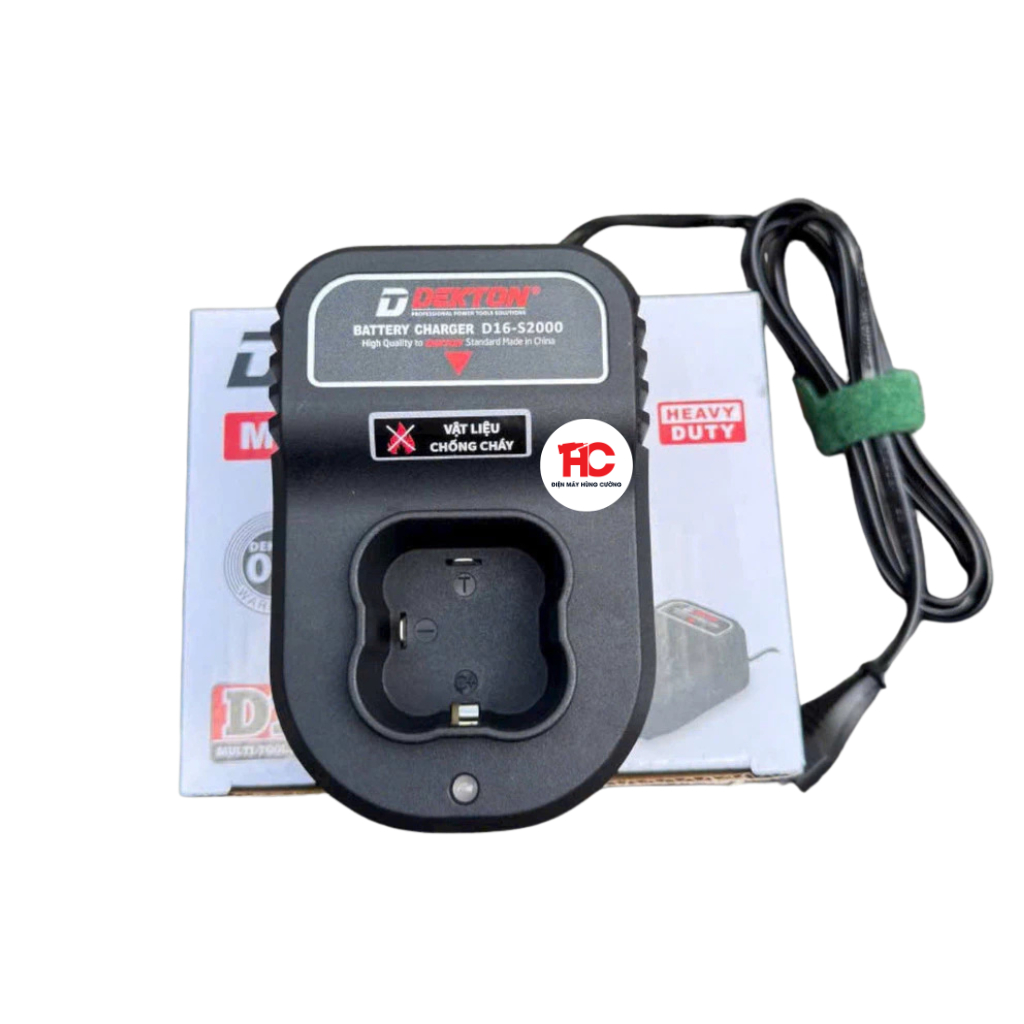 Sạc đế 16.8V cho pin trụ hệ D16 Dekton D16-S2000 ( Sạc màu Đen) | HÙNG CƯỜNG TOOLS
