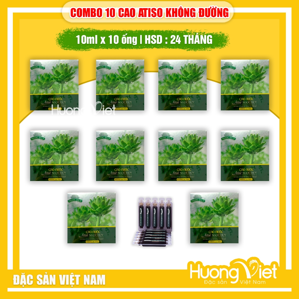 COMBO 10 Cao Actiso không đường Actiso NGỌC DUY, cao Atiso Đà Lạt (Hộp 10 ống x 10ml)
