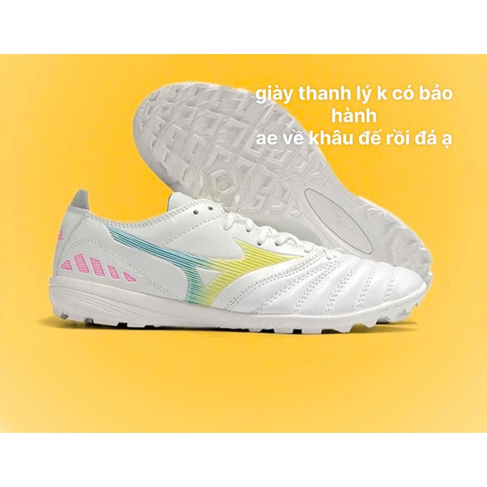 Giày bóng đá chuyên sân cỏ nhân tạo mizuno neo 3 pro màu trắng đế đen da mềm đế êm form rộng tặng vớ