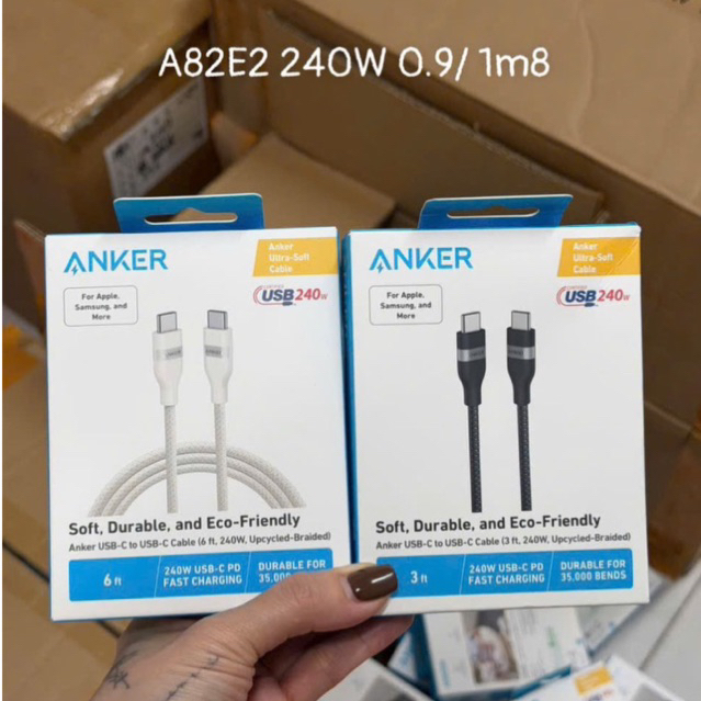 Cáp  Anker A82E2 Type C- Type C 240W dây nhựa dù