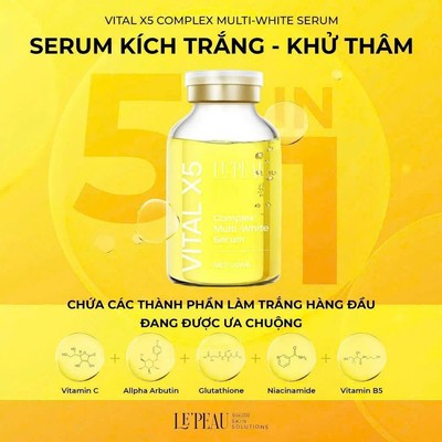 Serum Vital X5 Multi White 50 ML LEPEAU Chính Hãng - Hỗ Trợ Giảm Thâm, Kích Trắng Và Làm Đều Màu Da
