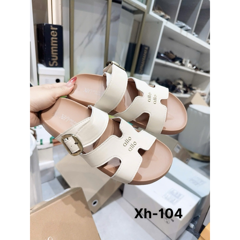 Dép Lê nữ quai bản to phối chữ Allo khuy cài (có cả dép và quai hậu) H530