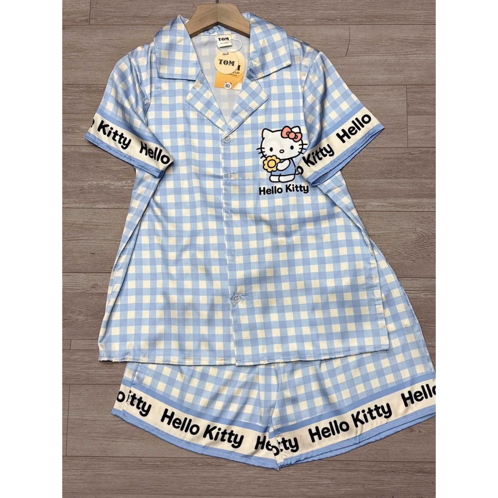Đồ ngủ nữ pijama Hello Kitty vải lụa latin