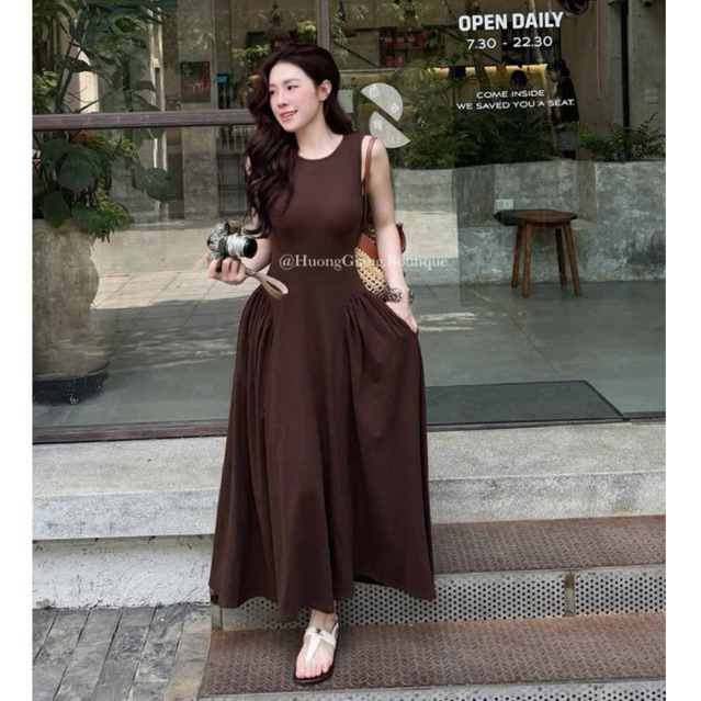 HƯƠNG GIANG BOUTIQUE - Váy sát nách thiết kế khoét lưng sang chảnh, Đầm nữ thiết kế dáng dài xoè chi