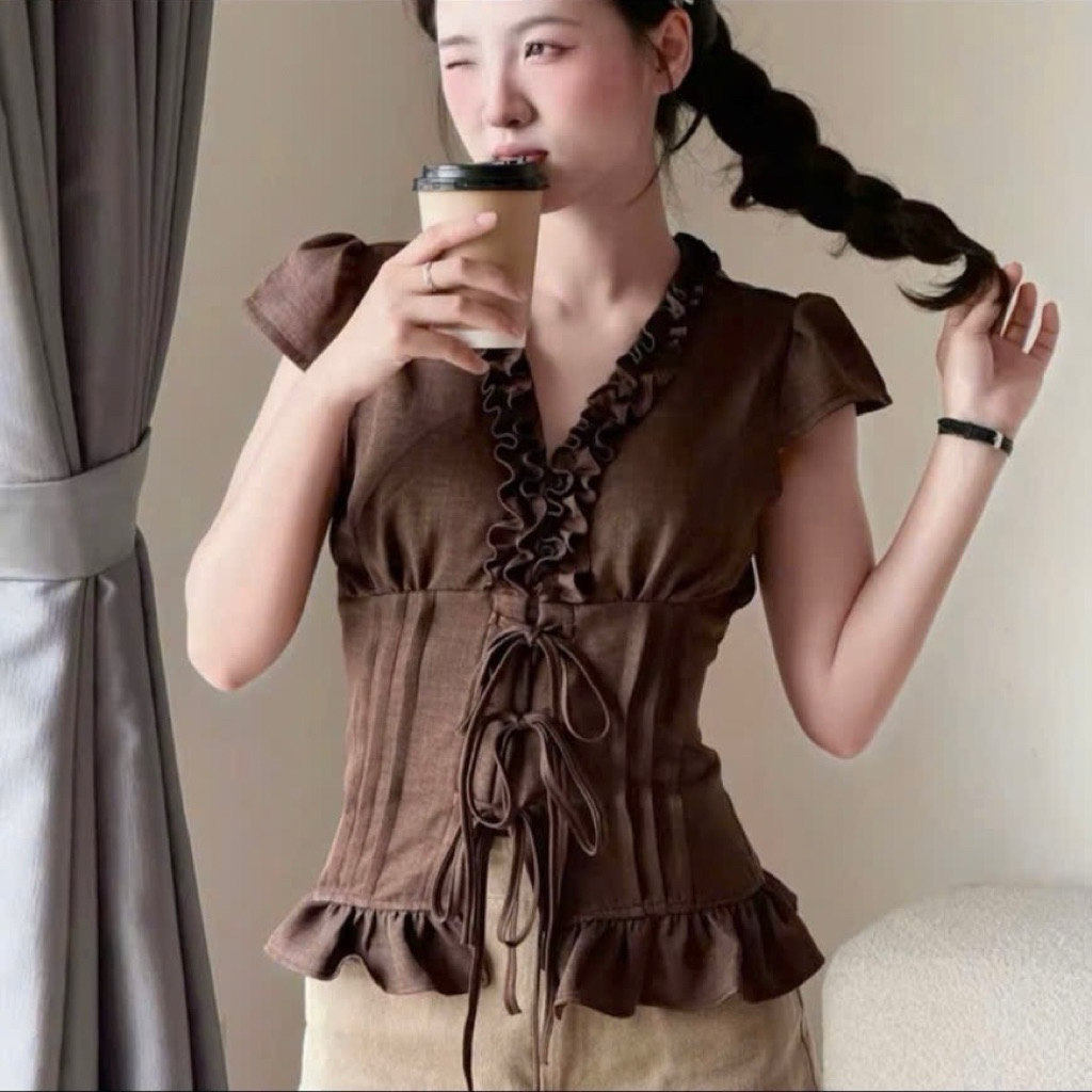 [BÈO BÉO BIGSIZE ] ÁO LẺ KIỂU NỮ ĐŨI BÈO THẮT NƠ FORM BIGSIZE 60-110KG A022 | BigBuy360 - bigbuy360.vn