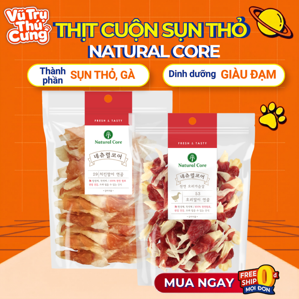 Snack Cho Chó - Thịt Cuộn Sụn Thỏ Natural Core
