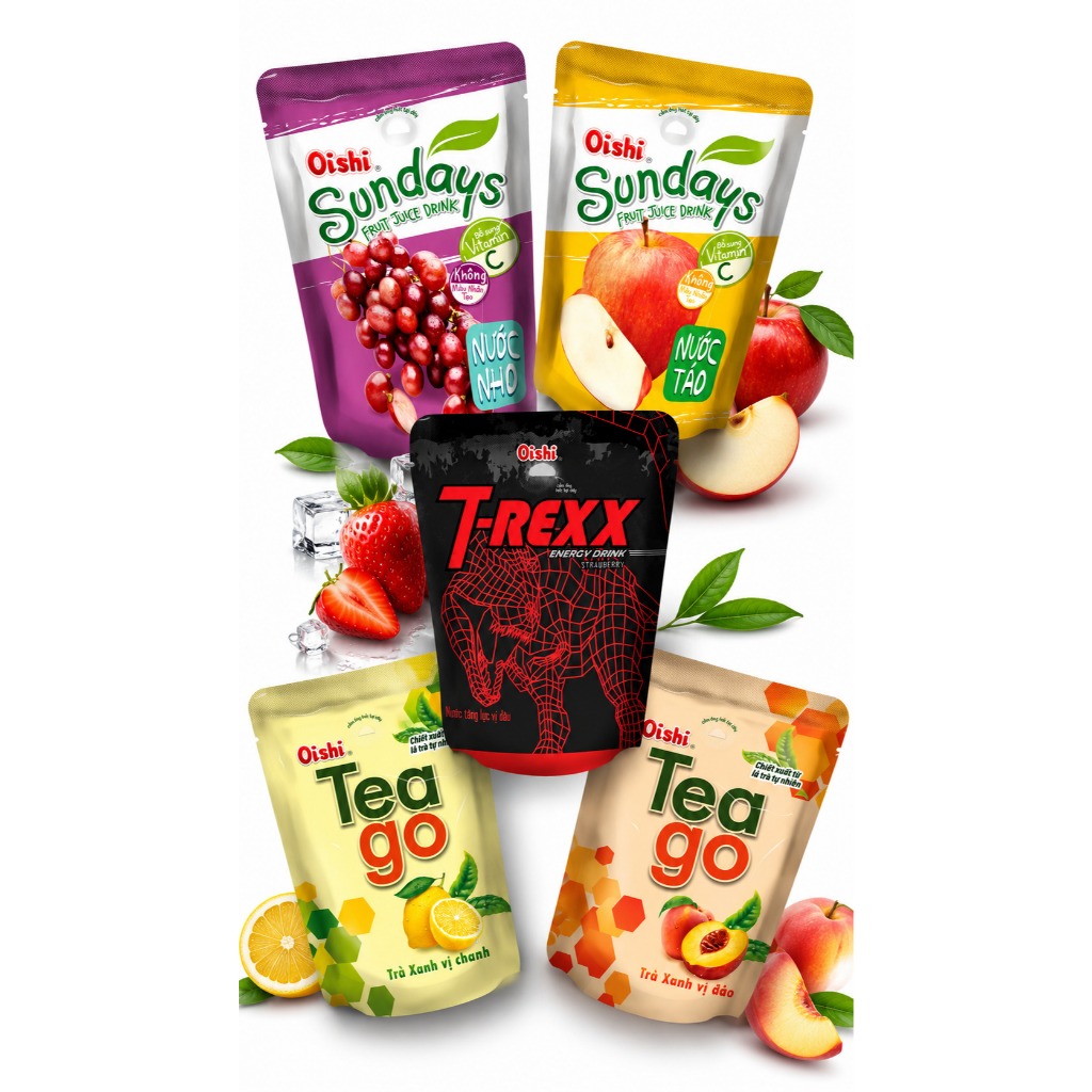 Combo 10 gói Nước uống trái cây Oishi - Mix vị Tea Go & Sundays - Hương vị đa dạng