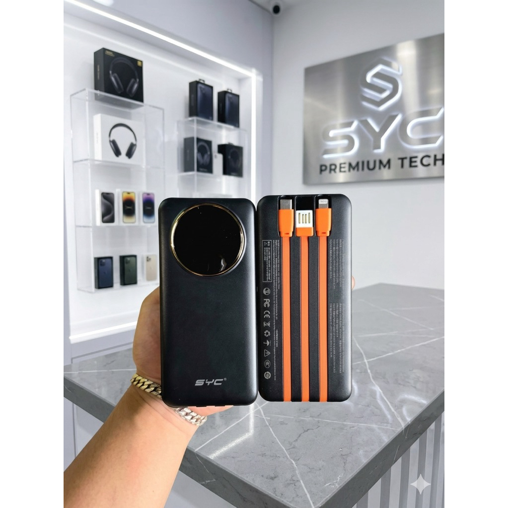 SYC Pin Sạc Dự Phòng SYC 789APremium Tech với 3 Cáp Sạc Màu Cam sạc nhanh 30w-hiển thị%pin