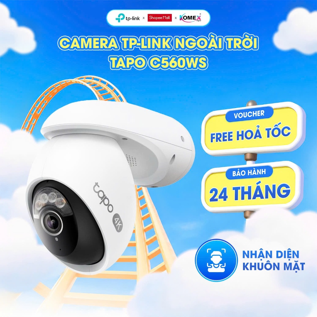 [CAO CẤP] Camera Wi-Fi Ngoài Trời TP-Link Tapo C560WS 4K Nhận Diện Khuôn Mặt Đàm Thoại 2 Chiều
