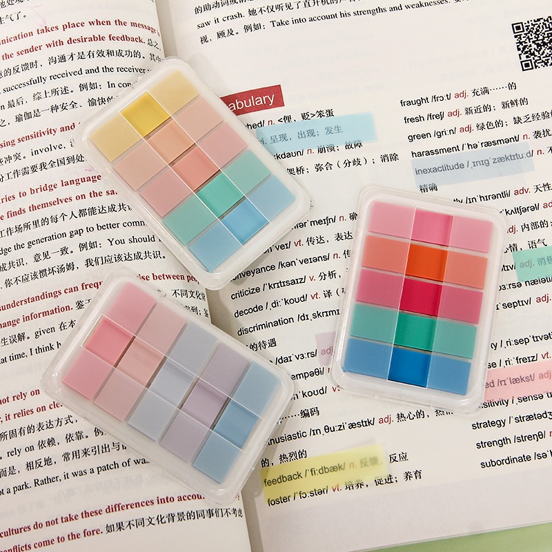 <CÁO NHỎ> Set giấy ghi chú/notes đánh dấu trang trong suốt bằng PET màu macaron nhiều tone cho bạn l
